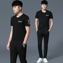 Jordan Noo sportswear suit mens summer short sleeve long pants casual wear two sets 361 pure cotton T-shirt summer dress handsome