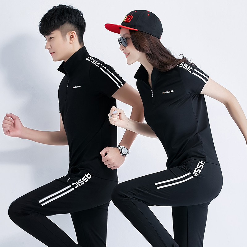 Couple outfit 361 summer casual sportswear suit male Jordano running suit summer collared short-sleeved trousers - Taobao