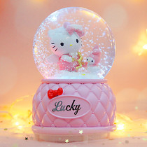 Katy cat KT girl birthday present girl swivel luminous water crystal ball music box 61 Childrens section 8 soundbox