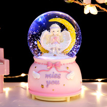 Dream Angel Water Crystal Ball Eight-tone Box Swivel Teenage Girl Hearts Soundbox Swing Piece Cute Girl Birthday New Year Gift