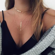 Bright Sheet Multilayer Necklace Woman Ulzzang Temperament Personality Long Lock Bone Chain Chocker Neck Chain Neckline Neckline Accessories