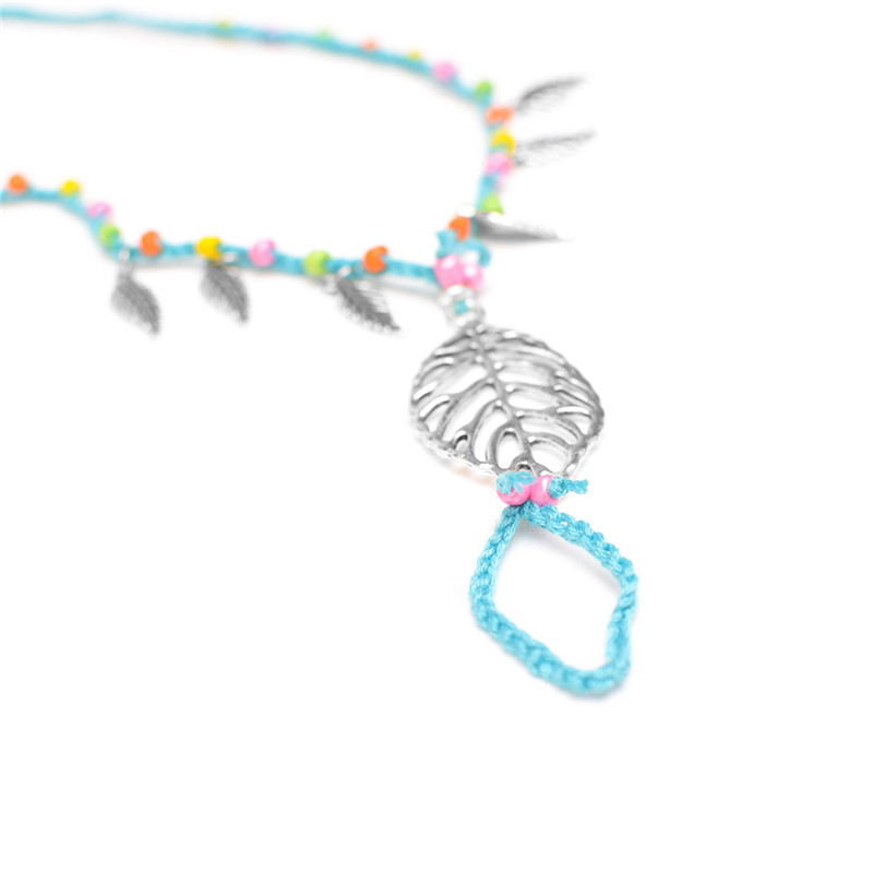 Bện mắt cá chân nữ dệt tay boho tối giản dây đai tua rua nhiều màu bãi biển lắc chân bạc