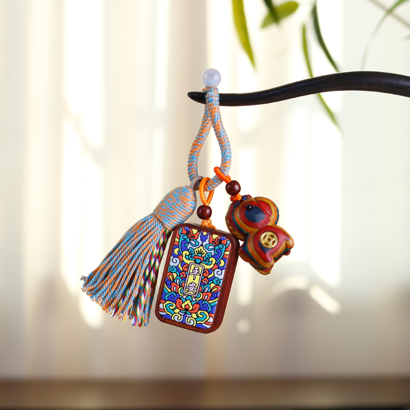 Year of the Horse [Peace and Success] Rainbow Wooden Horse Get Rich Keychain Couple Style Bag Pendant Gift Zodiac Horse