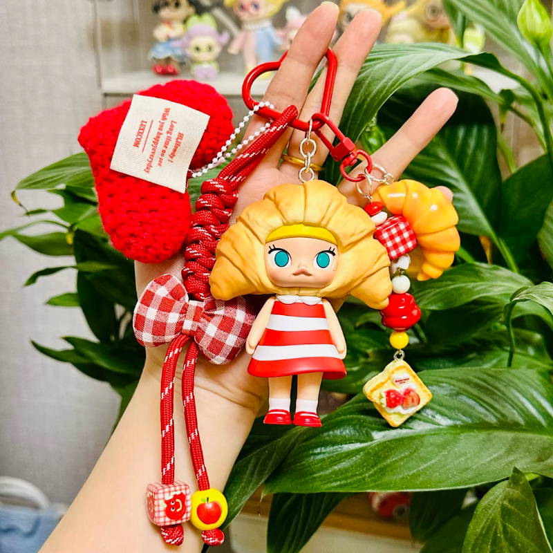 Authentic Bubble Mart Molly Bread Head Series Creative Handmade DIY Bag Keychain Pendant Gift