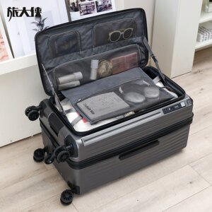 Traveler's Side-Opening Expandable Luggage Suitcase with Explosion-Proof Zipper, Women's Universal Wheel Trolley Case, Durable Student Travel Suitcase for Men