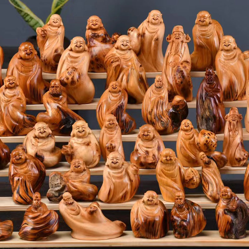 Taihang Yabai Handle craft Будда Майтрейя Гуаньинь натуральный корень в форме сердца, резьба по дереву, художественное оформление гостиной, настольное маленькое украшение 3