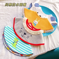 Embroidery 360 degree rotating cotton waterproof round saliva towel baby child tassel bib bib bib