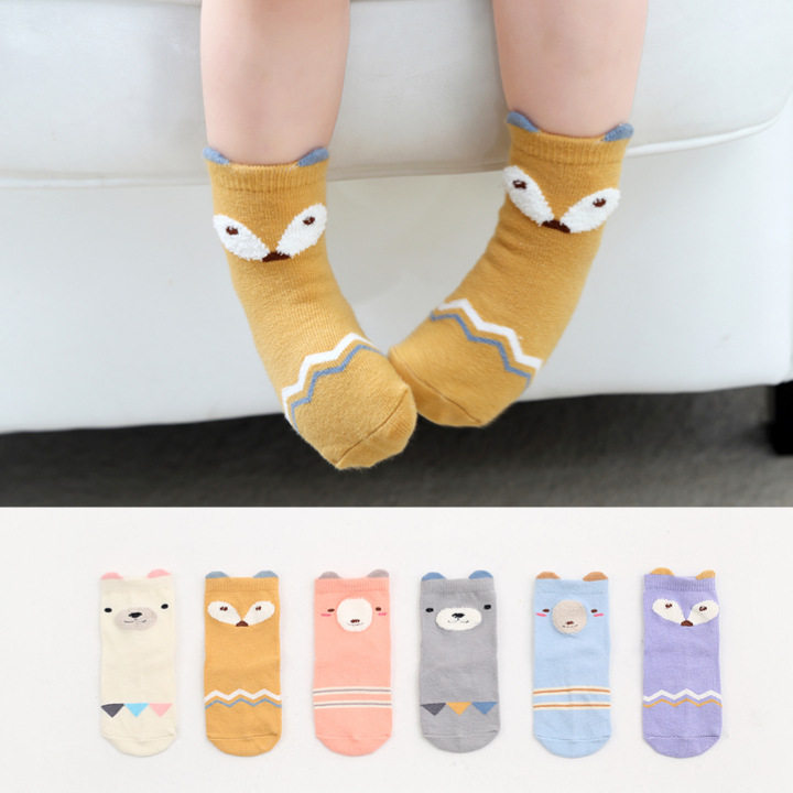 Autumn winter cotton three-dimensional cartoon socks baby children boys and girls baby socks 0-3 months 1 year old middle stockings