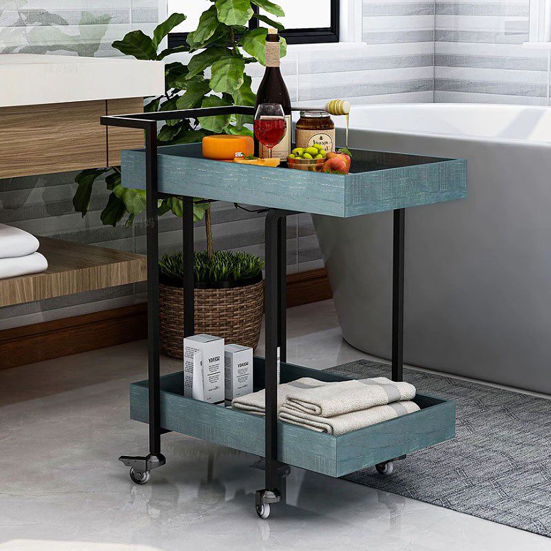 Retro Bar Silent Dining Car Solid Wood Mobile Tea Water Service Car Water Fruits Pan Red Wine Bottle To Guest Sofa Edge A Few