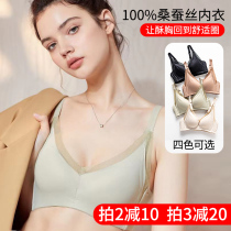 nininaer silkworm mulberry silk silk underwear without rims gathered thin breathable sexy bra anti-sagging bra for women