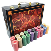 500 ceramic chip set Texas Holdem chip set high gloss paint wood box with ceramic code set