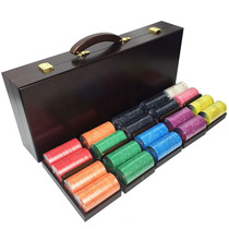 500 ceramic chip set 43 diameter Texas Holdem chip clown peach wood box with ceramic set