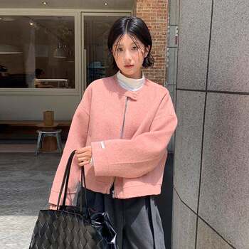 Moxi 2025 winter new korean style wool coat for women small short double-sided cashmere woolen coat for women