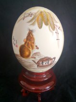 Hand painted Ostrich egg carving crafts Rat high-grade gift collection decoration Birthday gift egg carving