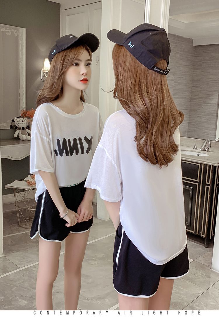 VK旗艦店 韓國風時尚印花寬鬆運動服套裝短袖褲裝