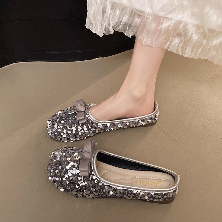【Italy】Mariaconti ⭐ ~Fashionable Sequin Toe-Cap Mules for Women, Suitable for Summer Dresses. 【Italy】Mariaconti ⭐ ~Fashionable Sequin Toe-Cap Mules for Women, Suitable for Summer Dresses.