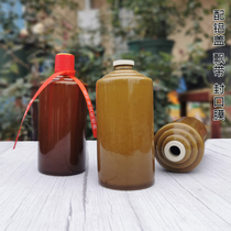 Ceramic Mao-shaped bottle 500ml Maotai empty wine bottle White wine bottle Earth pottery wine jar with lid sealed 100g