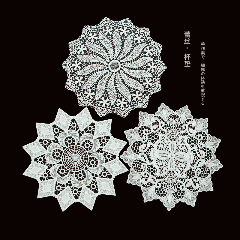 Meritocratic 6201 lace hollowed-out round anti-scalding thermal insulation mat tea trays Tea Cup Dining Mat Gourmet Photography Swing props