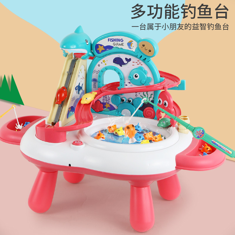 Children's electric fishing toy suit puzzle early teach small dolphin climbing stairs track slide 1-6-year-old 3 male girl