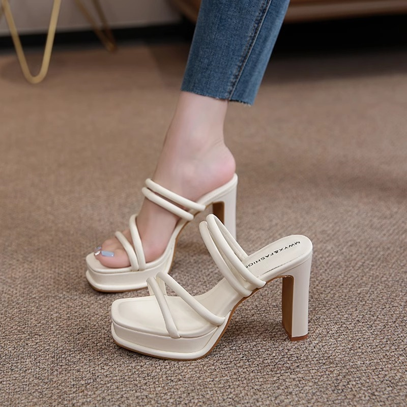 High-Heeled Sandals for Women 2026 Summer New Style Waterproof Platform Thick-Soled Open-Toe Square Toe Versatile Chunky Heel Sandals for Women for Outdoor Wear High-Heeled Sandals for Women 2026 Summer New Style Waterproof Platform Thick-Soled Open-Toe Square Toe Versatile Chunky Heel Sandals for Women for Outdoor Wear