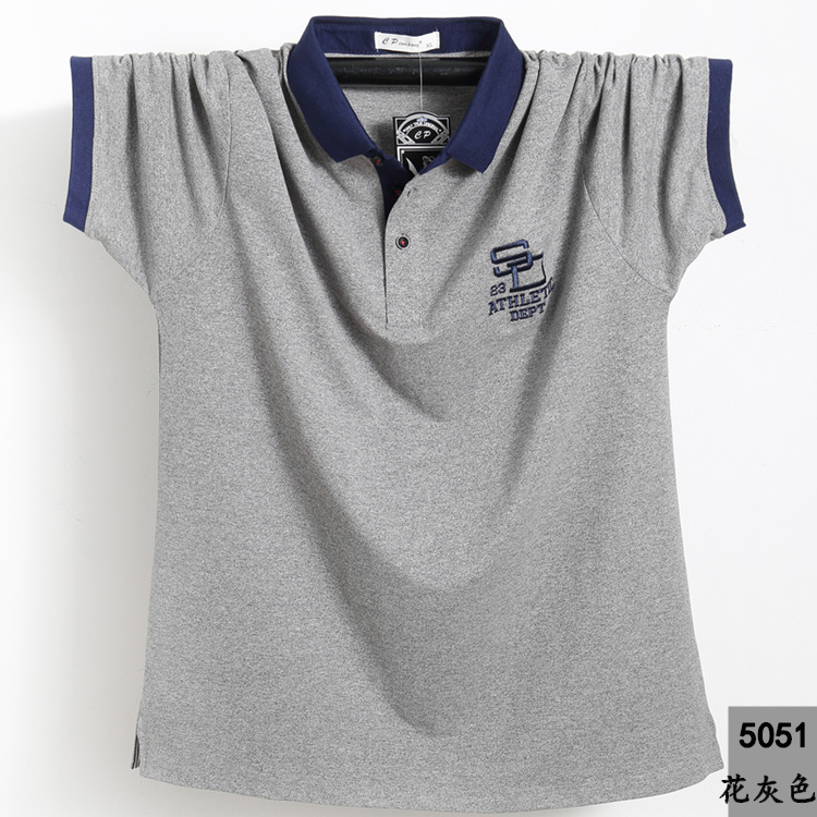Mùa hè 2019 chất béo thủy thủ kinh doanh áo thun cotton ngắn tay áo thun cộng với phân bón XL Paul áo sơ mi nam chất béo - Polo áo phông nam có cổ