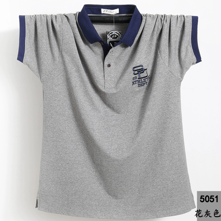 Mùa hè 2019 chất béo thủy thủ kinh doanh áo thun cotton ngắn tay áo thun cộng với phân bón XL Paul áo sơ mi nam chất béo - Polo áo phông nam có cổ
