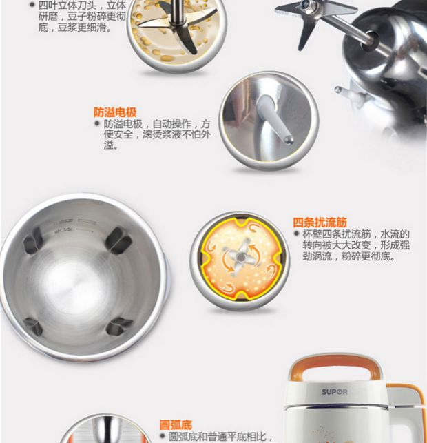 Máy trợ sữa siêu tốc SUPOR / Supor DJ12B-Y60 tự động nấu ba chiều đặc biệt chính hãng máy làm sữa hạt bear