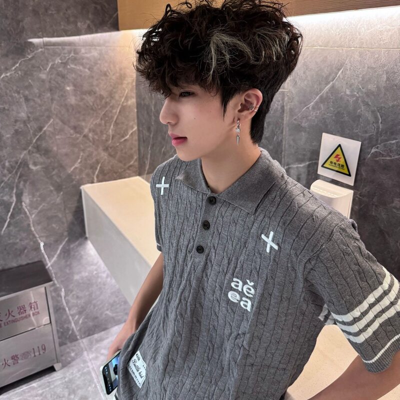 American Retro Polo Shirt with Embroidered Collar, Short-Sleeved T-Shirt for Men, New Summer Trendy Brand, Loose and Versatile Couple's Top