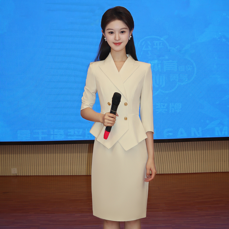 Faxiaoman Apricot-Colored Business Host Two-Piece Suit Skirt Set for Women, Suitable for Interviews, Lectures, and Professional Attire Faxiaoman Apricot-Colored Business Host Two-Piece Suit Skirt Set for Women, Suitable for Interviews, Lectures, and Professional Attire