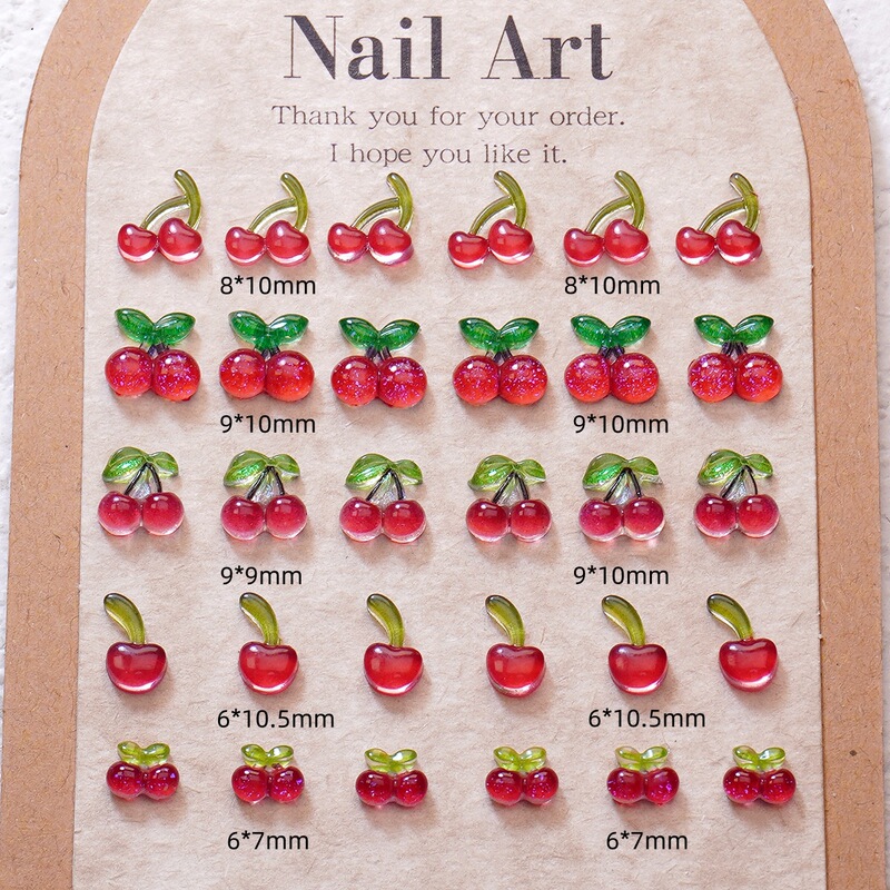 Summer New Cherry Cartoon Nail Art Accessories Cherry Hairpin Nail Decoration Ice Transparent DIY Materials Small Accessories Summer New Cherry Cartoon Nail Art Accessories Cherry Hairpin Nail Decoration Ice Transparent DIY Materials Small Accessories