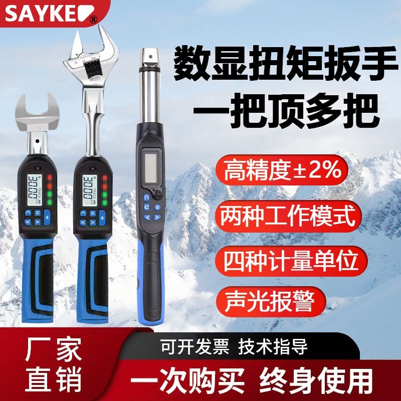 Sailik Interchangeable Head Electronic Digital Torque Wrench High-Precision Adjustable Open-End Torque Digital Display Torque Wrench