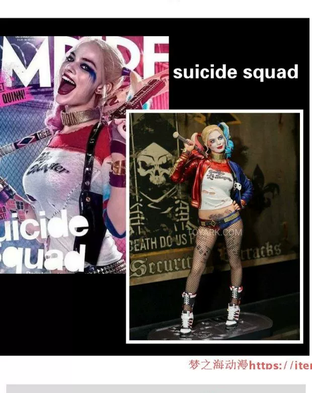 Tự tử đội hình chú hề nữ trang phục cosplay Halle quein tóc giả găng tay đầy đủ quần áo HarleyQuinn