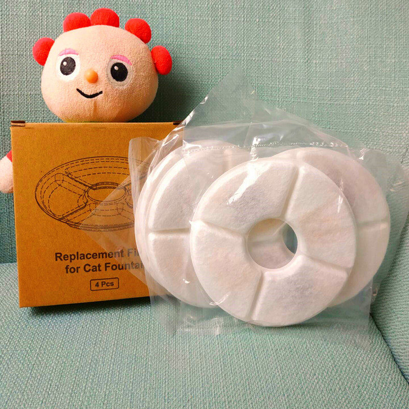 Small flower automatic water drinking machine round filter cotton 4 tablets with cat and dog water drinker accessories activated carbon