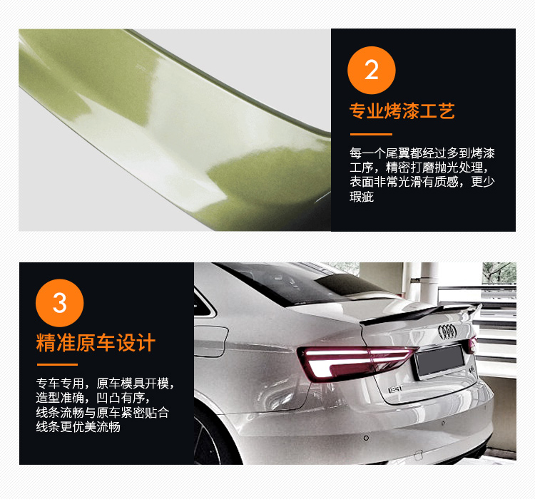 Hổ áp dụng Cánh sau của Audi A3 14-18 Lưỡi đuôi đuôi của Audi A3 S3 cố định cánh gió miễn phí - Sopida trên cánh lướt gió civic