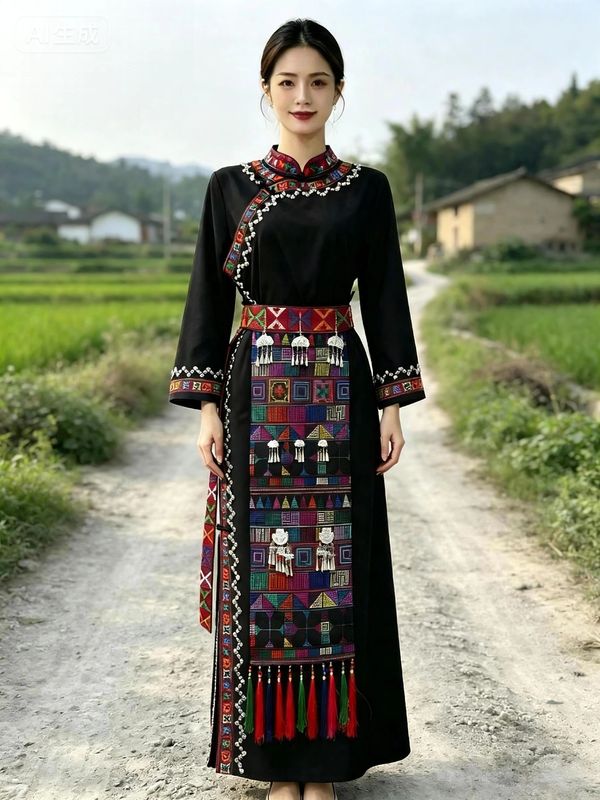 Hani Ethnic Clothing 2-Piece Set, Daily Ethnic Clothing, Festival Clothing, Ethnic Dance Stage Costumes