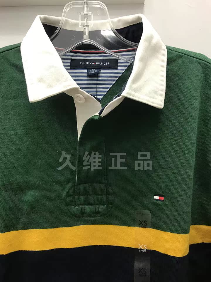 Jiuwei đích thực mua toàn cầu Tommy Hilfiger phiên bản kỷ niệm màu sắc phù hợp với áo polo dày tay dài áo có cổ