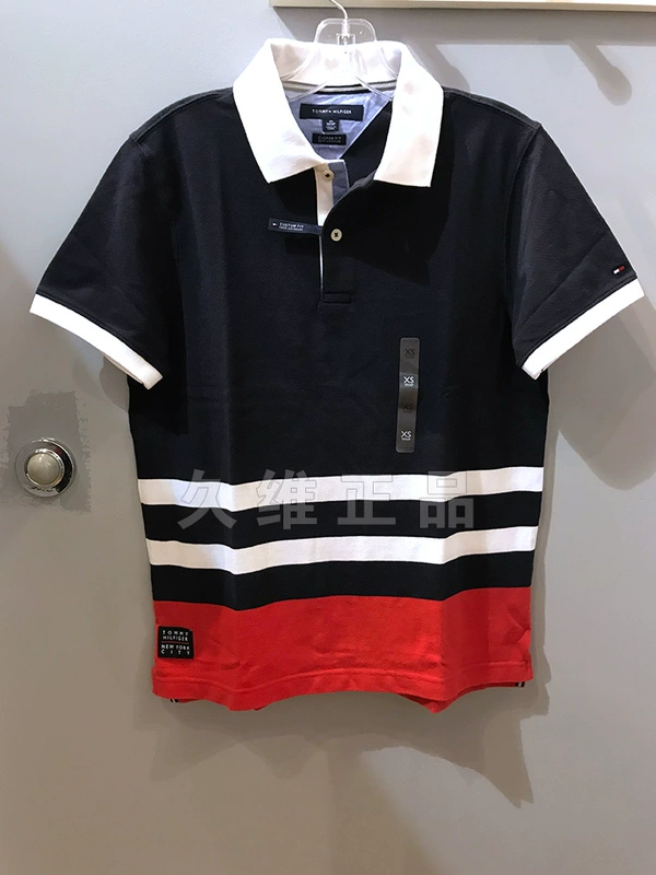 Jiuwei toàn cầu mua Tommy Hilfiger hè mới thời trang đẹp trai và thoải mái lưới cotton Áo thun nam