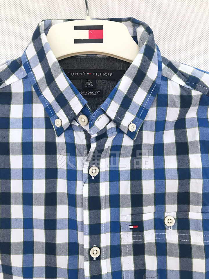 Jiuwei xác thực toàn cầu mua Tommy Hilfiger mùa hè mới phiên bản mỏng của bông thoải mái áo sơ mi ngắn tay