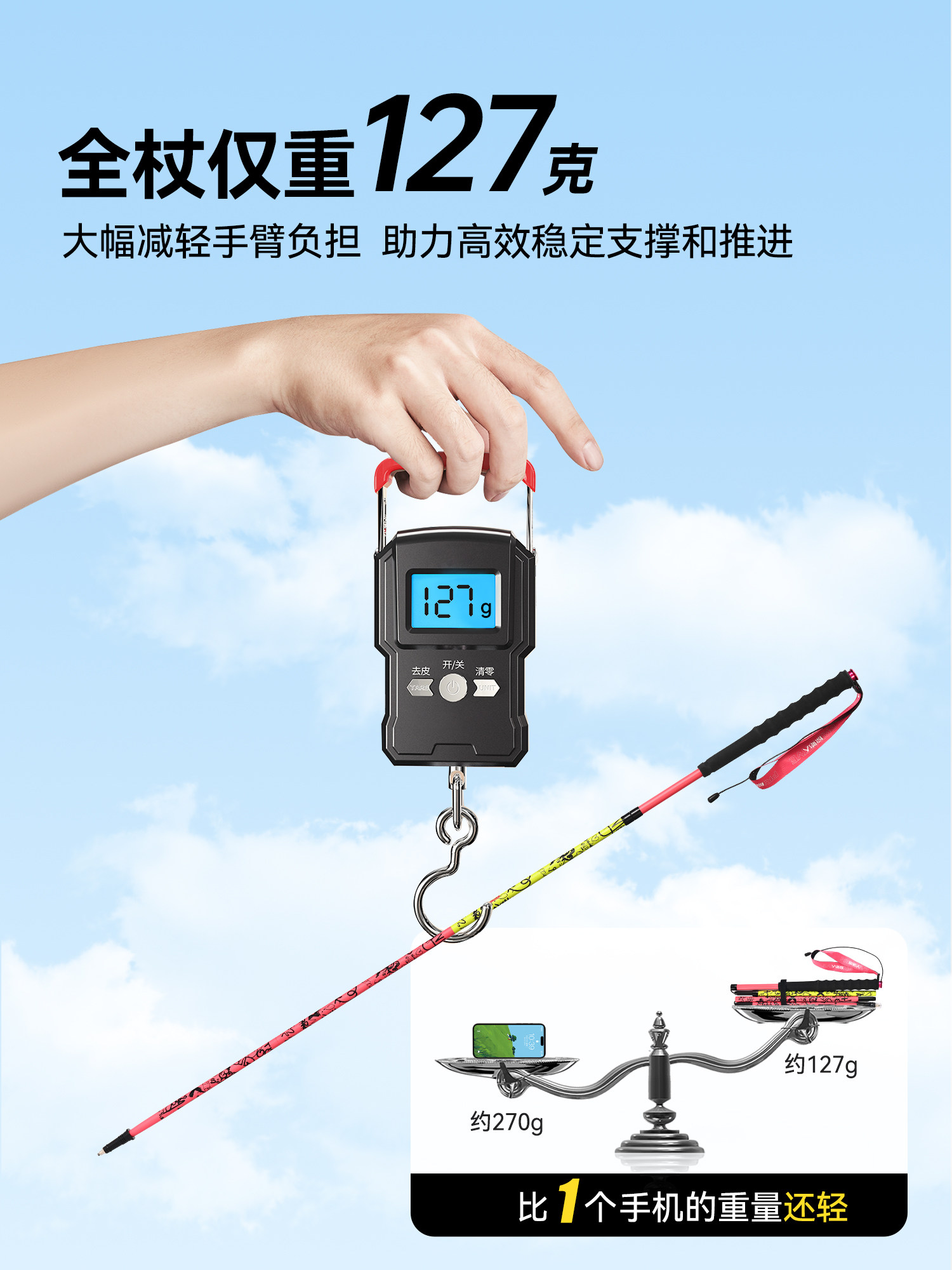 Original Cross-Country Running Trekking Poles, Professional Outdoor Climbing Canes, Carbon Fiber Lightweight Foldable Walking Sticks for Men and Women