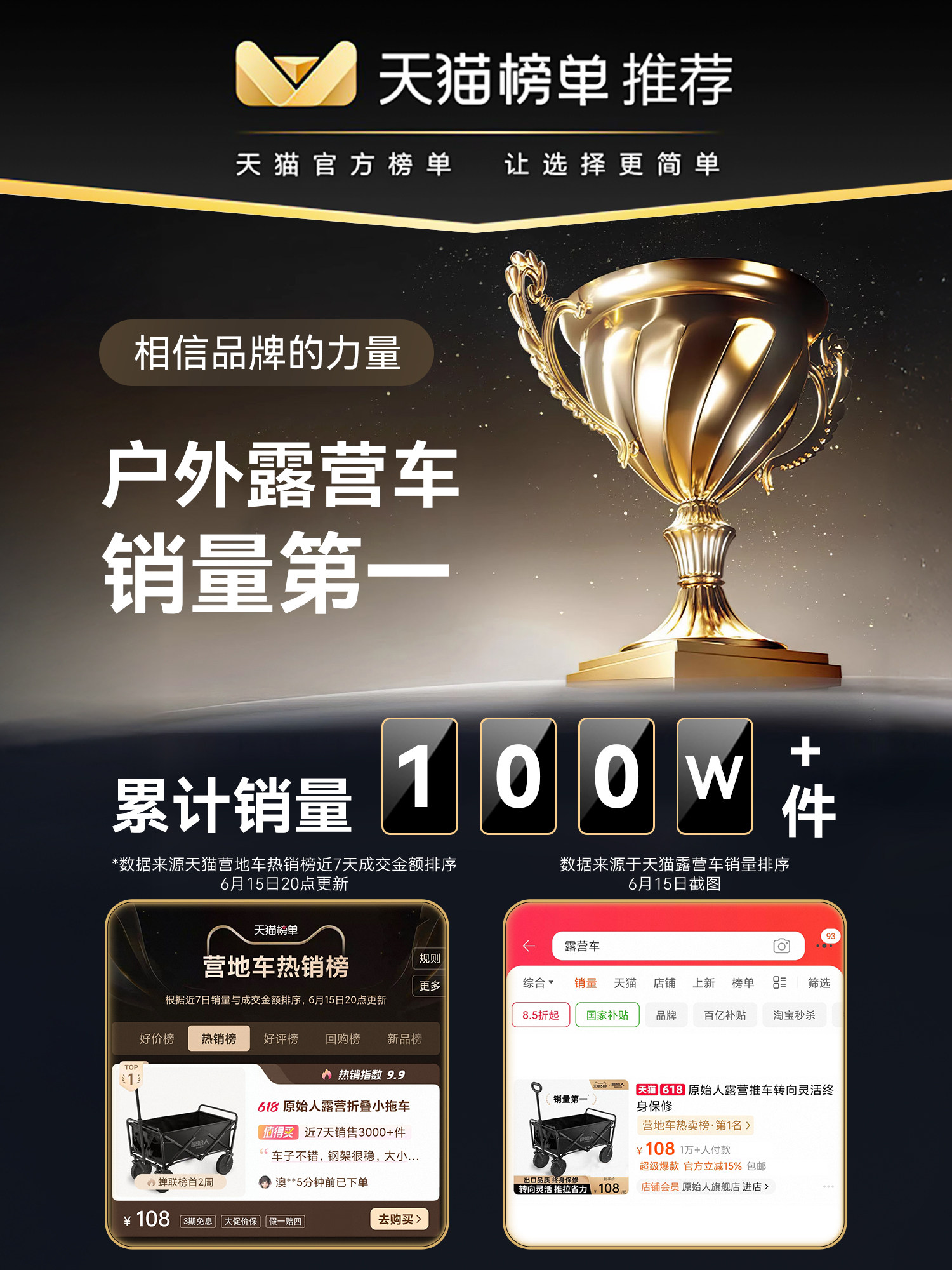 Primitive Camping Cart, Hand-Pushed Outdoor Folding Camp Trailer, Picnic Camping Children's Reclining Travel Cart