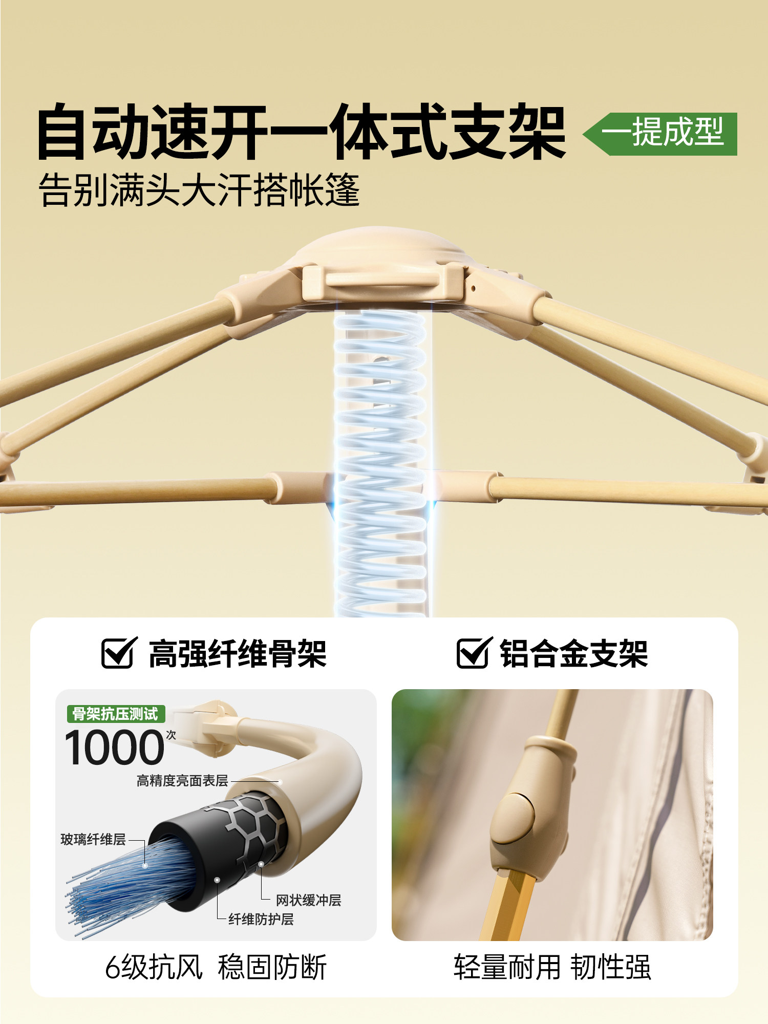 Primitive Tent for Outdoor Camping, Overnight Stay, Rainproof, Automatic Two-Bedroom One-Living Room Camping Canopy, Two-In-One, 2025 New Model