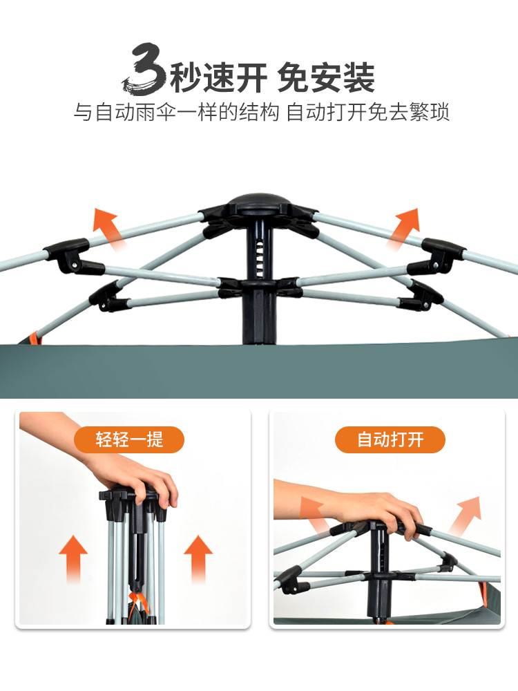 原始人帐篷户外便携式折叠野外露营野营装备野餐大全自动加厚防雨