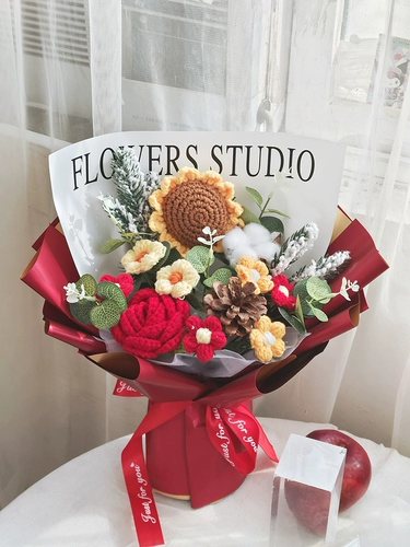 Плетение цветочных букетов подсолнухов Вечно Цветочные подруги подруга День рождения Учитель День Краткий Богиня Отправить подругу ежегодные подарки встречи