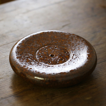 Kiln thick ceramic imitation wood burning teapot water storage tray dry foam table small tea sea round tea tray tea tableware