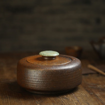 Kiln transformation imitation purple sand imitation wood burning tea cans sealed cans coarse pottery Puer white tea cans flat round tea cake storage cans
