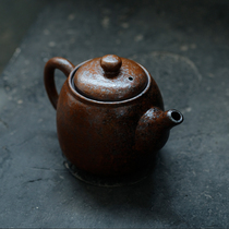 Retro Glaze Water imitated firewood Japanese hand handle single pot kung fu tea kiln into household Wentan pot tea art utensils