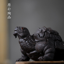 Yixing boutique purple sand dragon turtle handmade tea play tea pet can raise ornaments tea set small sculpture handlebar