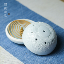 Creative handmade ceramic back incense plate fragrant tray stove holder Buddha with kung fu tea props accessories decoration