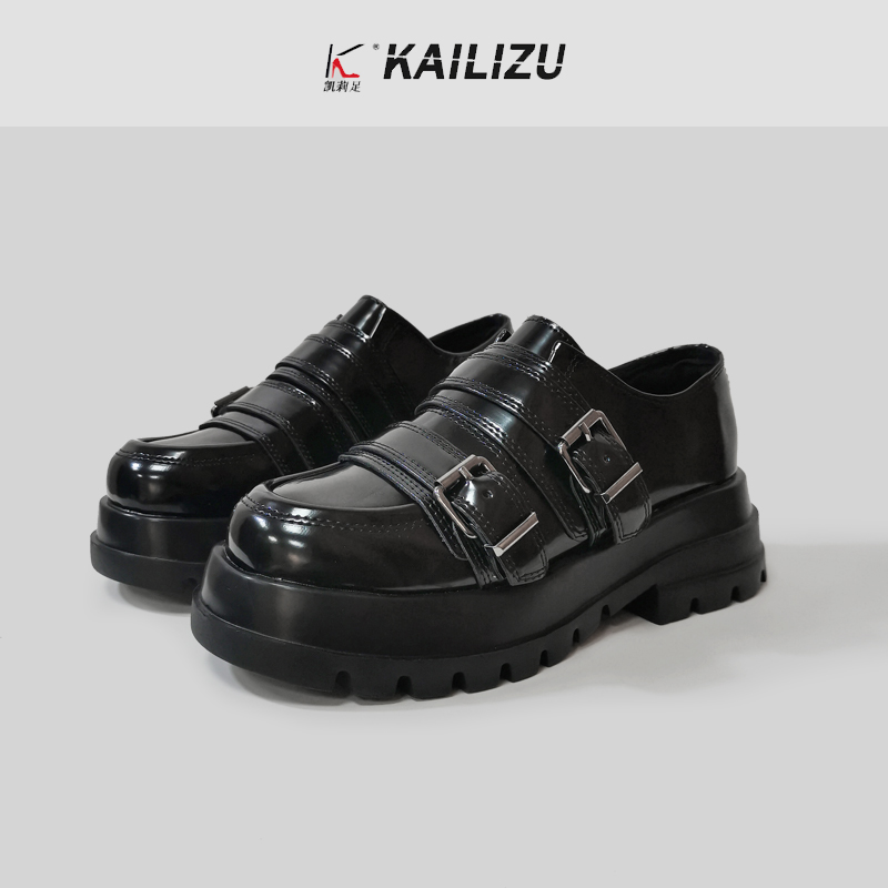 2022 new thick bottom increased British style small leather shoes women's belt buckle sponge cake jk uniform shoes college loafer shoes