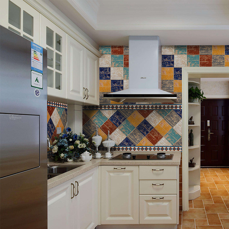 Pastoral style graffiti antique brick Non-slip floor paint brick Entrance hall floor tile wall brick embellishment 150